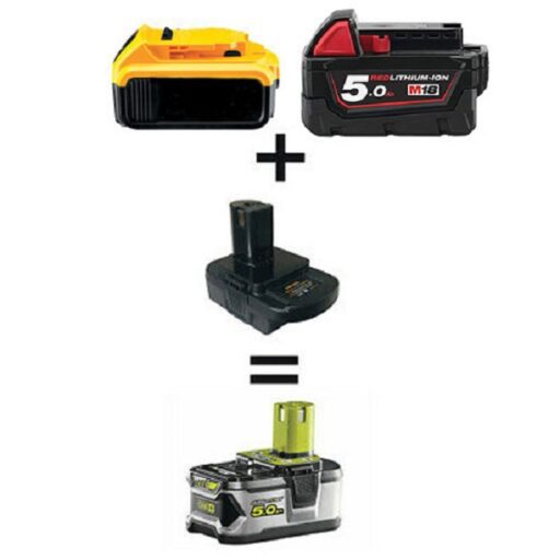 Battery Adapter to run Ryobi One Tool on Milwaukee or Dewalt 18v Battery