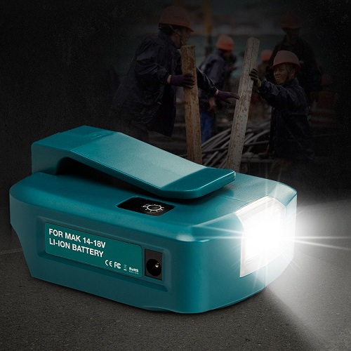 2 USB ports adapter for Makita BL1430 BL1830B battery adapter with 200 lumen led light 2A output DC port for jacket