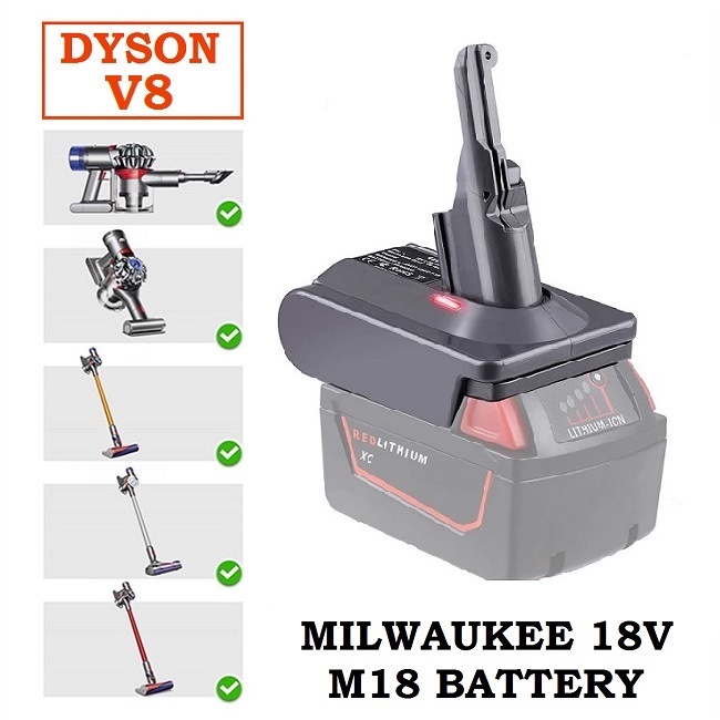 Dyson V8 Battery Adapter to Milwaukee M18 18V Li-Ion Battery