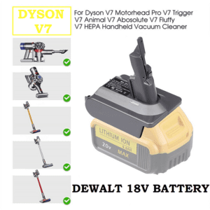 Dyson V7 Vacuum Battery Adapter To Dewalt 18V XR Li-Ion Cordless Battery