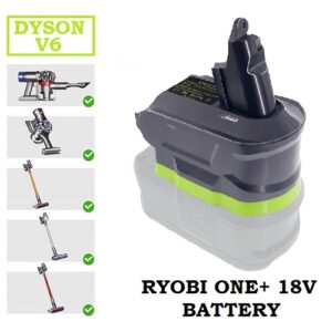 Dyson V6 Battery adapter to ryobi one+ 18v li-ion cordless battery adapter