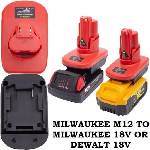 Milwaukee M12 12v Battery Adapter To Dewalt Or Milwaukee 18v Battery